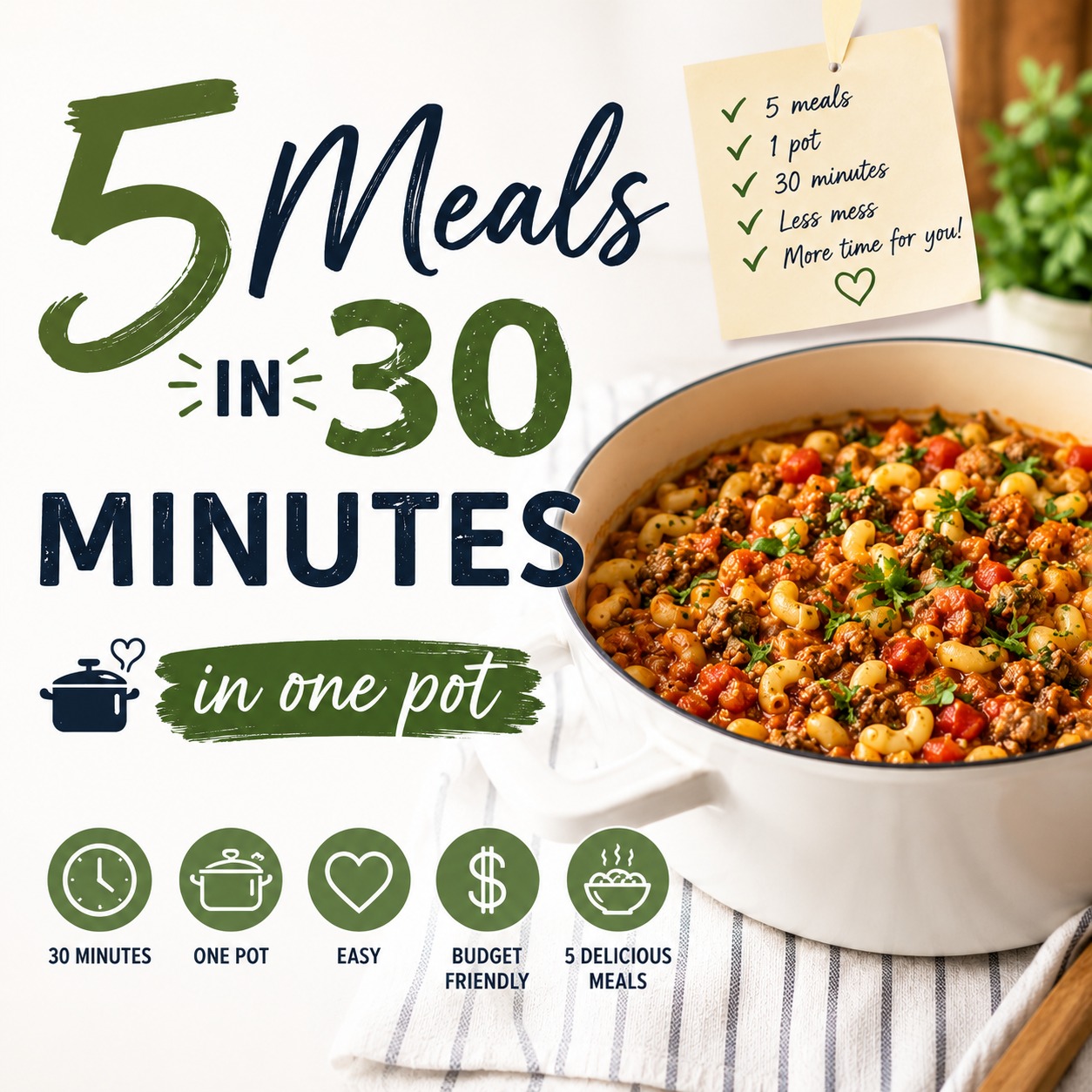 5 dinners. 1 pan. Under 30 minutes each. 🔥

✅ Garlic Butter Chicken with Green Beans — 20 min ✅ Honey Soy Salmon with Bok Choy — 18 min ✅ One-Pan Pasta with Sausage & Spinach — 25 min ✅ Shrimp Tacos with Lime Crema — 15 min ✅ Skillet Chicken Fried Rice — 20 min

These are meals I actually make — not just recipes I found online. After 20+ years as a Pampered Chef consultant, I've learned that the right tools make all the difference.

Full recipes on the blog → ianbarnettrn.com (link in bio 🔗)

Want to know what pan I use for every single one of these? Send me a DM. Happy to help. 👋

#pamperedchef #onepanmeals #easydinner #weeknightmeals #30minutemeals #quickrecipes #familydinner #pamperedchefconsultant #dinnerideas #simpledinner #cookingathome #mealideas